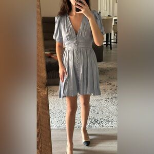 Blue satin mini dress